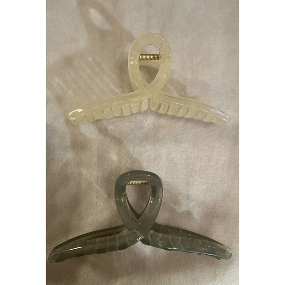 Set Of Four Hair Claws Clips For Long Thick Hair Creme, Purple,brown, Gray - Picture 3 of 3